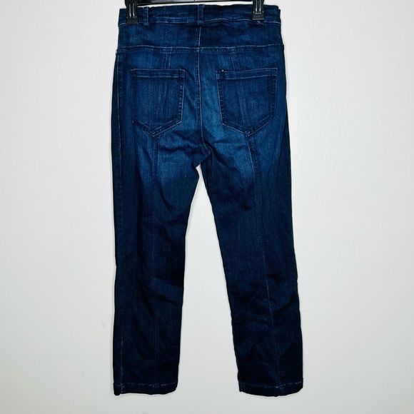 Mesmerize Jeans 4 Dark Wash Blue High Waisted Front Ankle Slits Stretch Crop - Picture 5 of 5